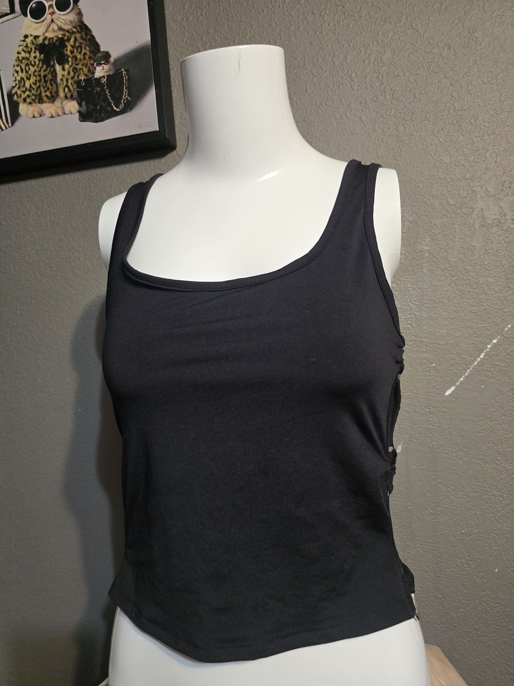 Weekday Black Scoop Neck Tank with Side Detail